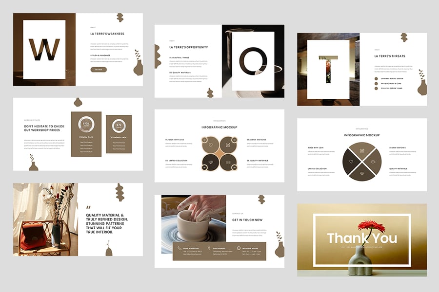 陶器商店PPT模板 (PPTX)