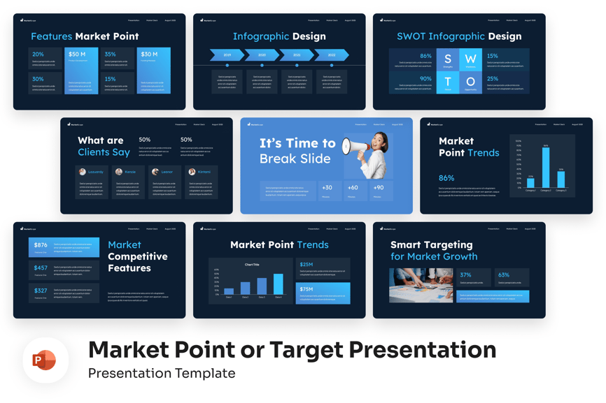 市场点或目标呈现PPT模板 (PPTX)