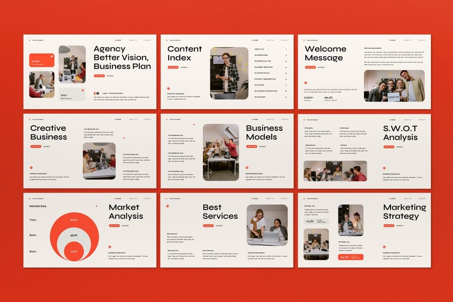 橙色现代商业计划PPT模板 (PPT,PPTX)