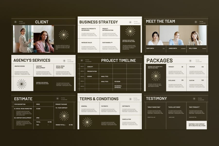 棕色奶油项目介绍PPT模板 (PPT)
