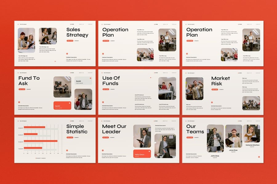 橙色现代商业计划PPT模板 (PPT,PPTX)