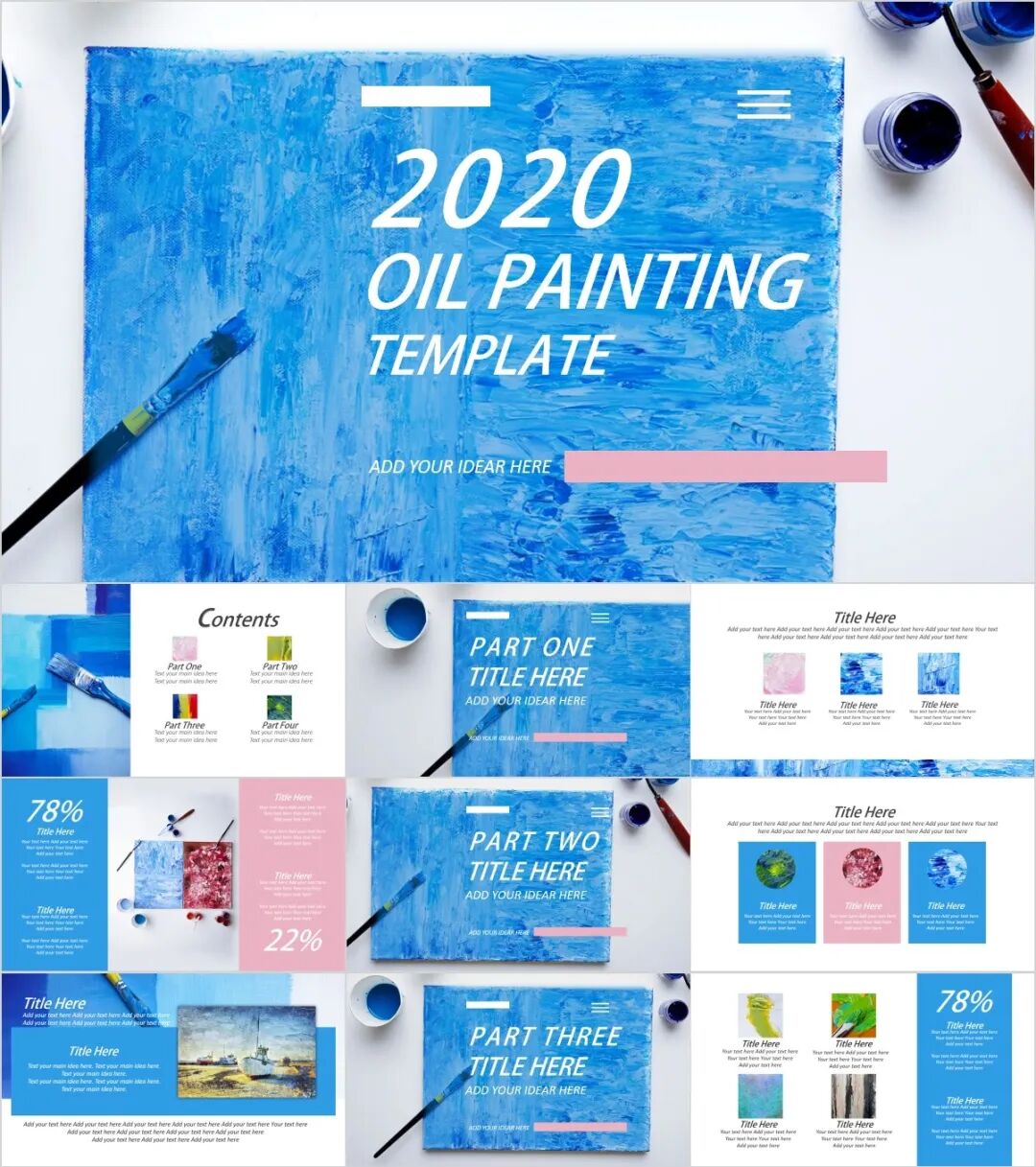 60套高质量油画PPT模板!