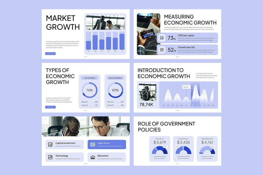 经济增长PPT模板 (PPTX)