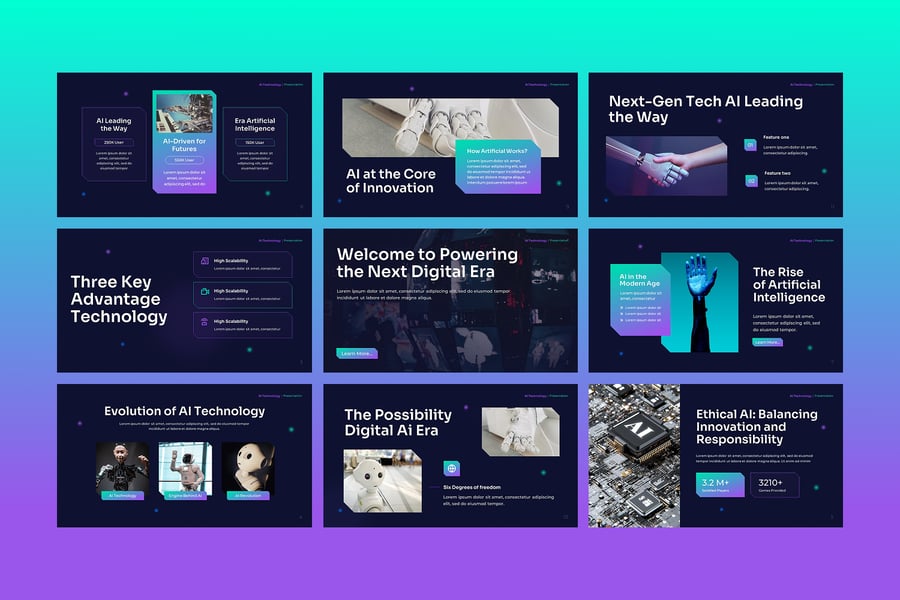AI技术PPT模板 (PPTX)