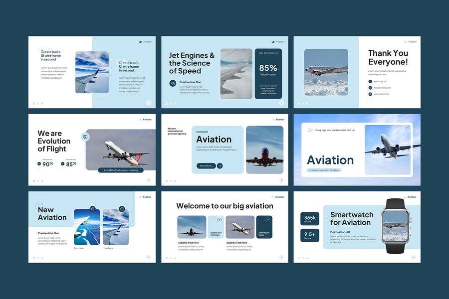 航空航线介绍PPT模板 (PPTX)