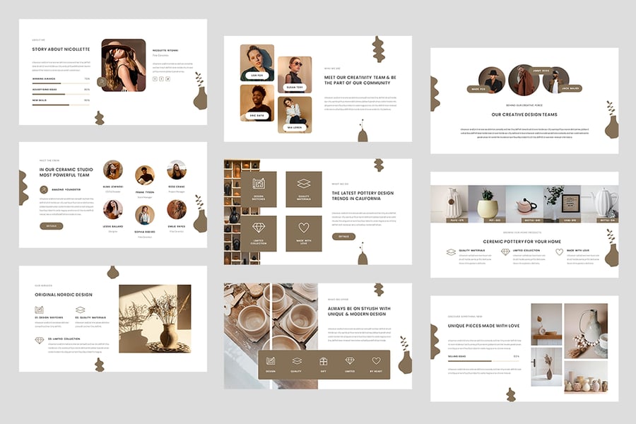 陶器商店PPT模板 (PPTX)