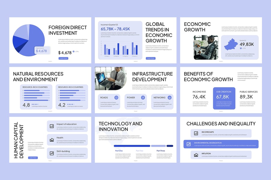 经济增长PPT模板 (PPTX)