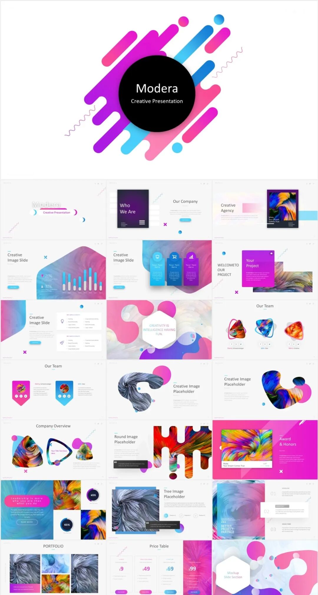 43套高颜值的绚丽晕染风PPT