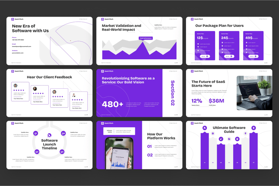 SaaS软件服务商业计划PPT模板 (PPTX)