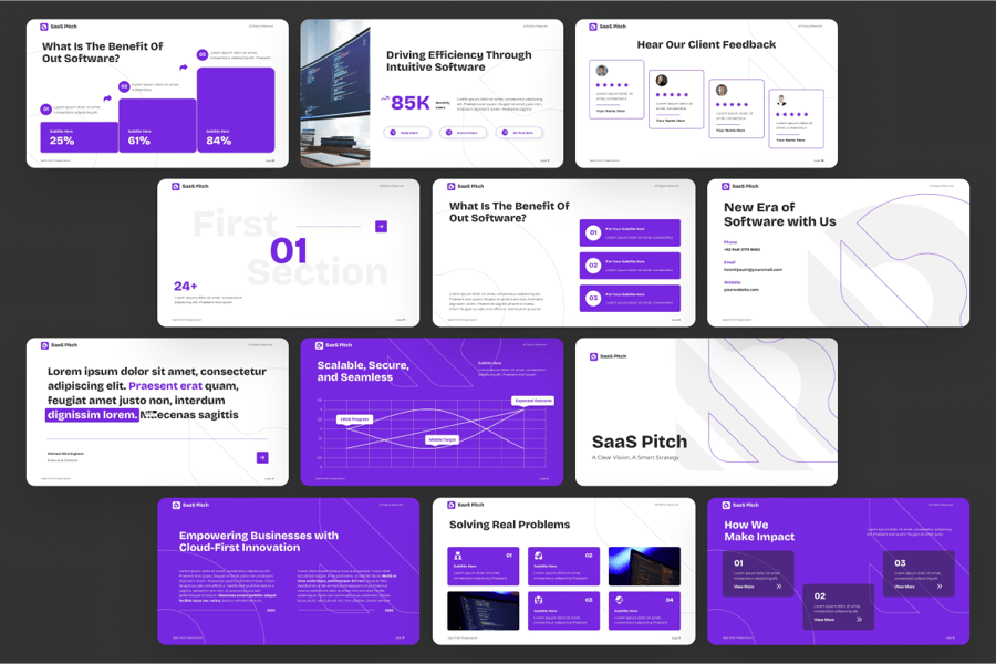SaaS软件服务商业计划PPT模板 (PPTX)