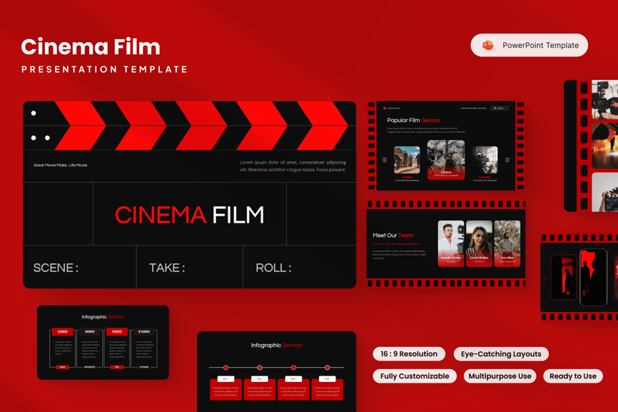 电影介绍PPT模板 (PPTX)