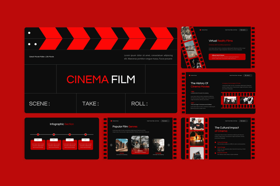 电影介绍PPT模板 (PPTX)