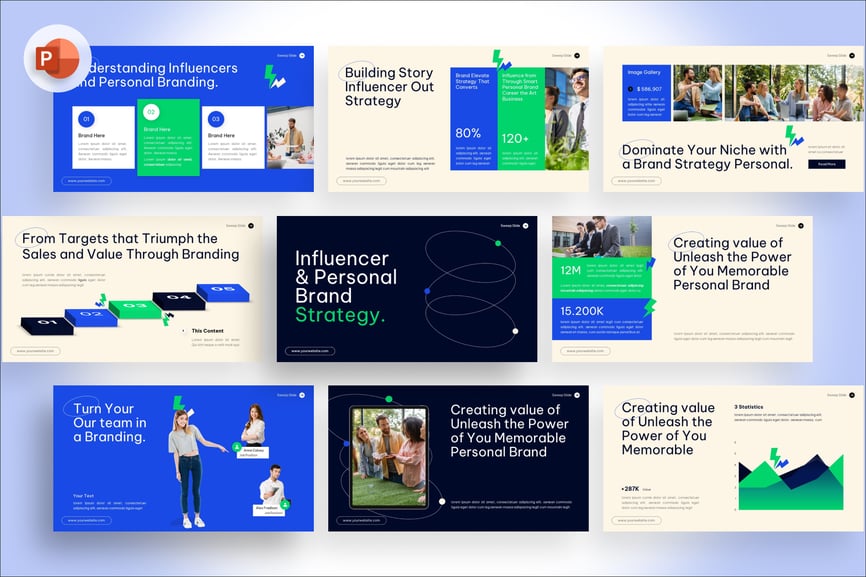影响者和个人品牌策略PPT模板 (PPTX)