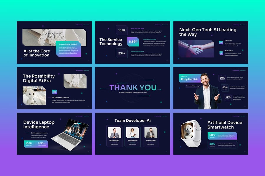 AI技术PPT模板 (PPTX)