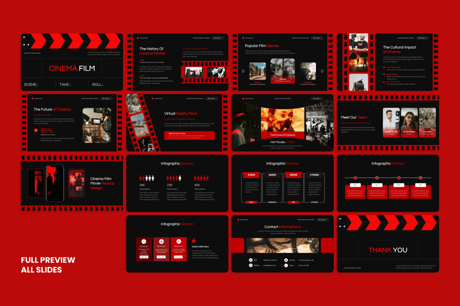 电影介绍PPT模板 (PPTX)