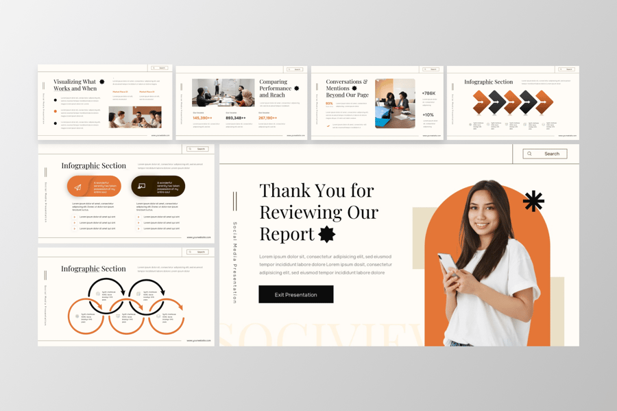 社交媒体报告PPT模板 (PPTX)