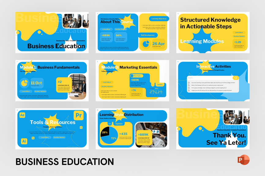 商业教育PPT模板 (PPTX)
