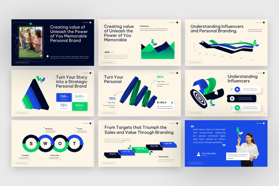 影响者和个人品牌策略PPT模板 (PPTX)