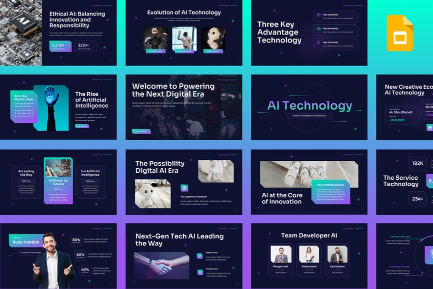 AI技术PPT模板 (PPTX)