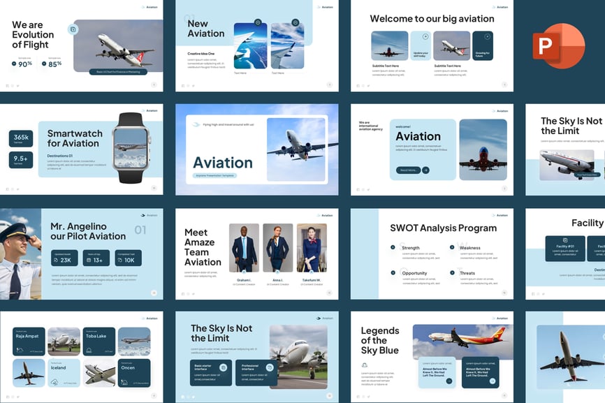 航空航线介绍PPT模板 (PPTX)