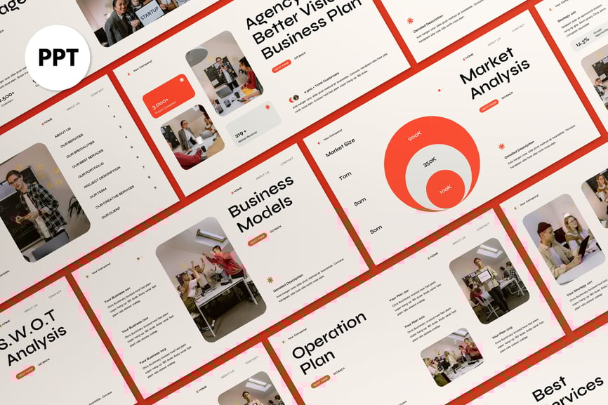 橙色现代商业计划PPT模板 (PPT,PPTX)