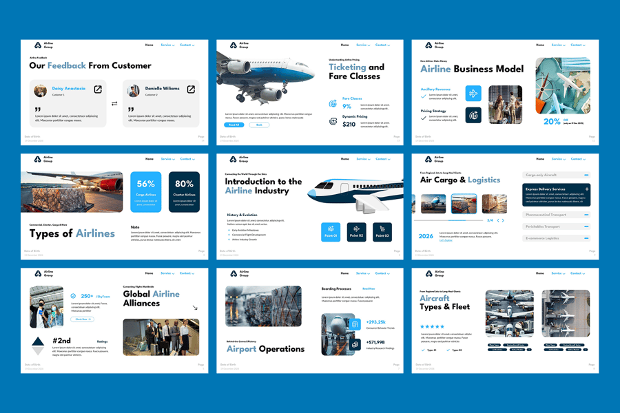 航空公司PPT模板 (PPTX)