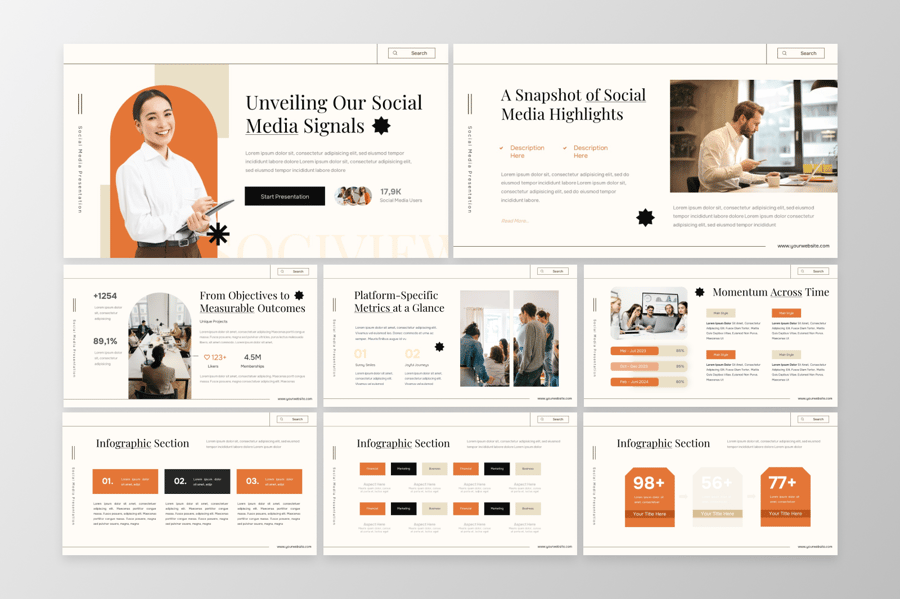 社交媒体报告PPT模板 (PPTX)