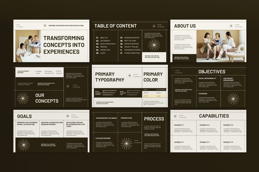 棕色奶油项目介绍PPT模板 (PPT)