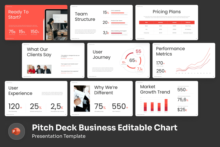 简单的路演业务可编辑图表PPT模板 (PPTX)