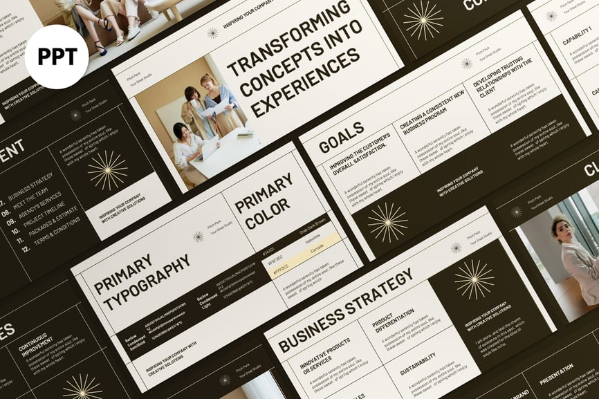 棕色奶油项目介绍PPT模板 (PPT)