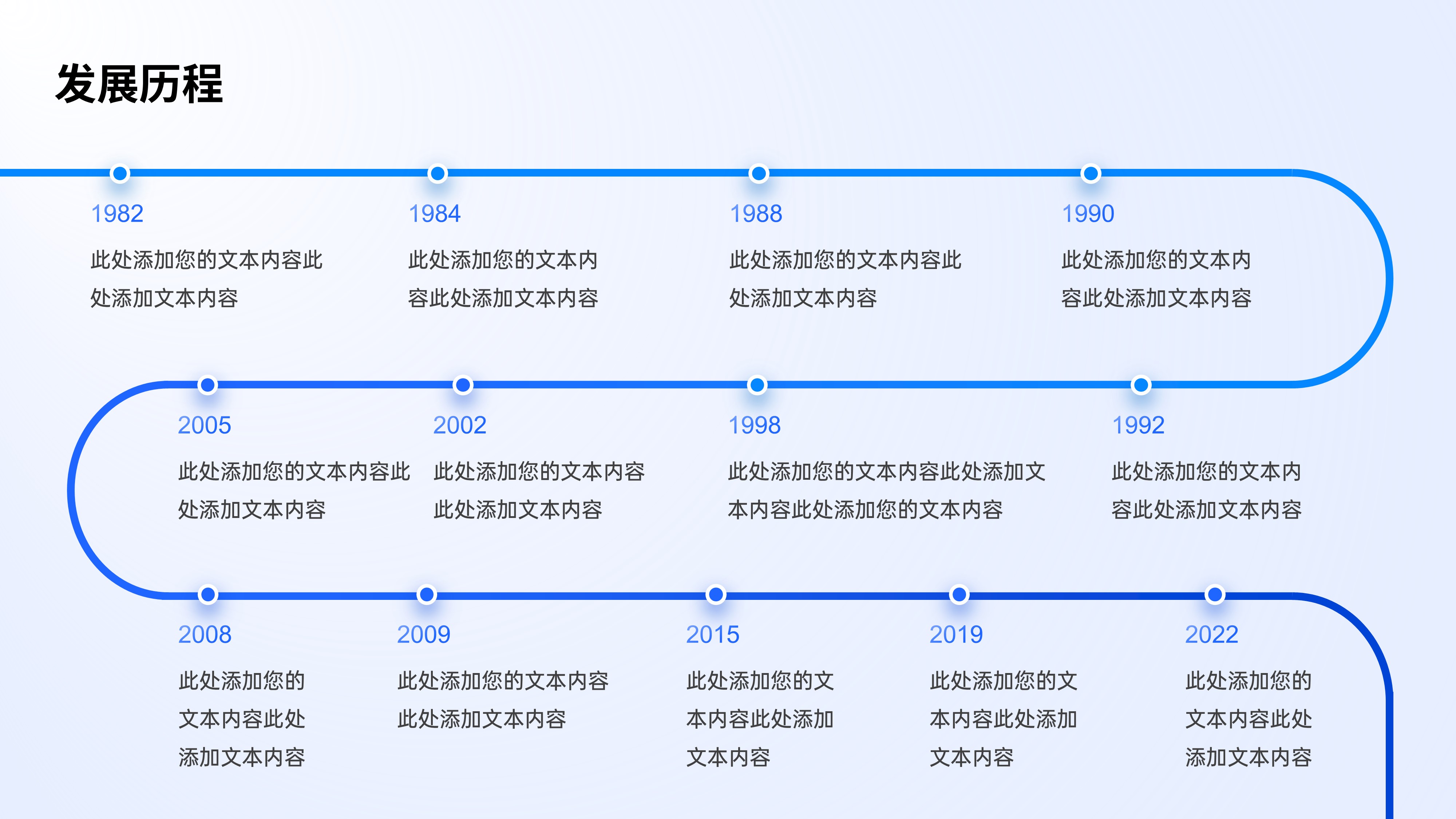 时间轴发展历程项目流程PPT模板