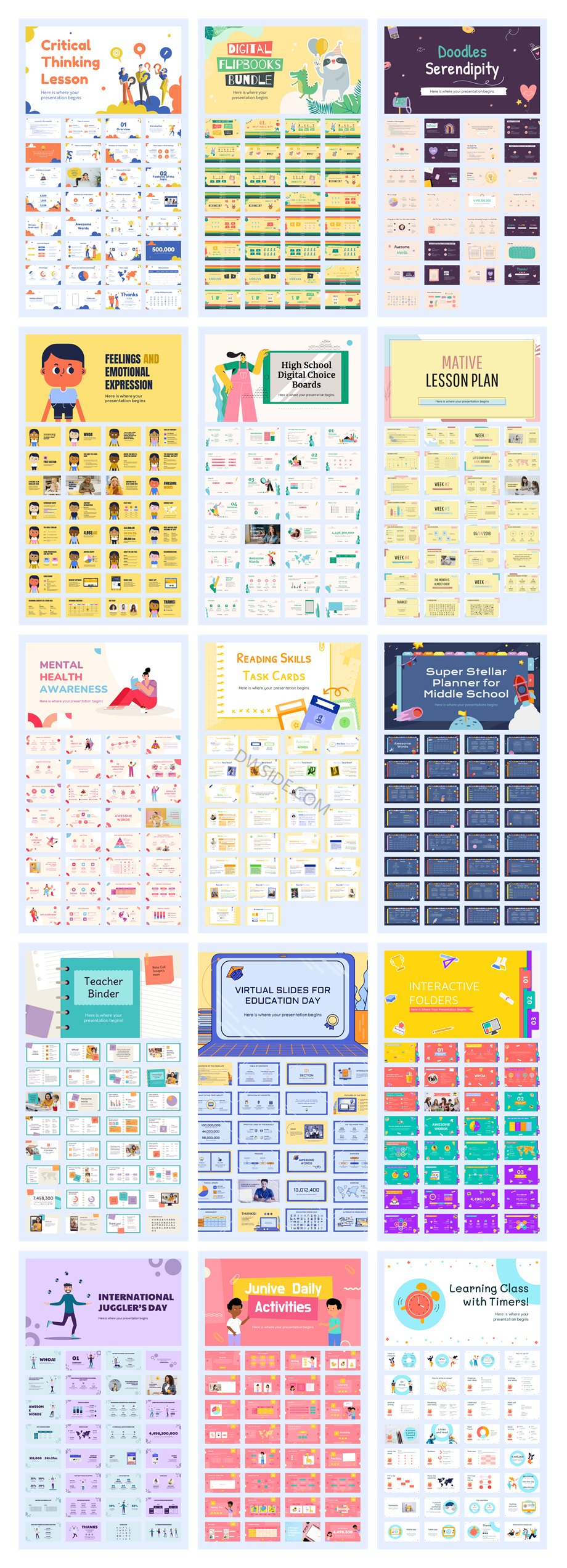 45套超萌卡通教育PPT模板，让教学/学习秒变有趣！[S34]