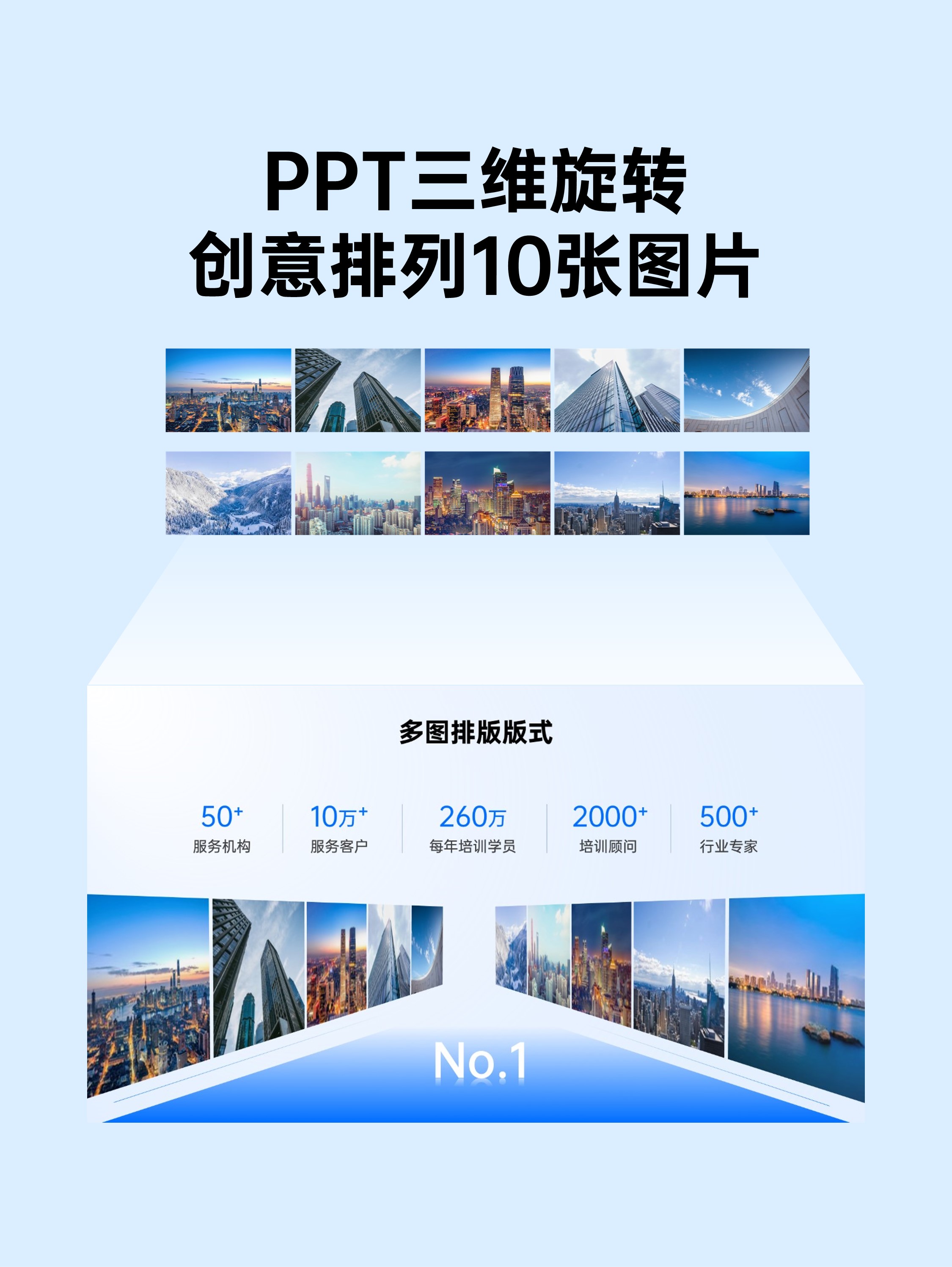 PPT三维旋转创意排列10张图片秘籍大公开！