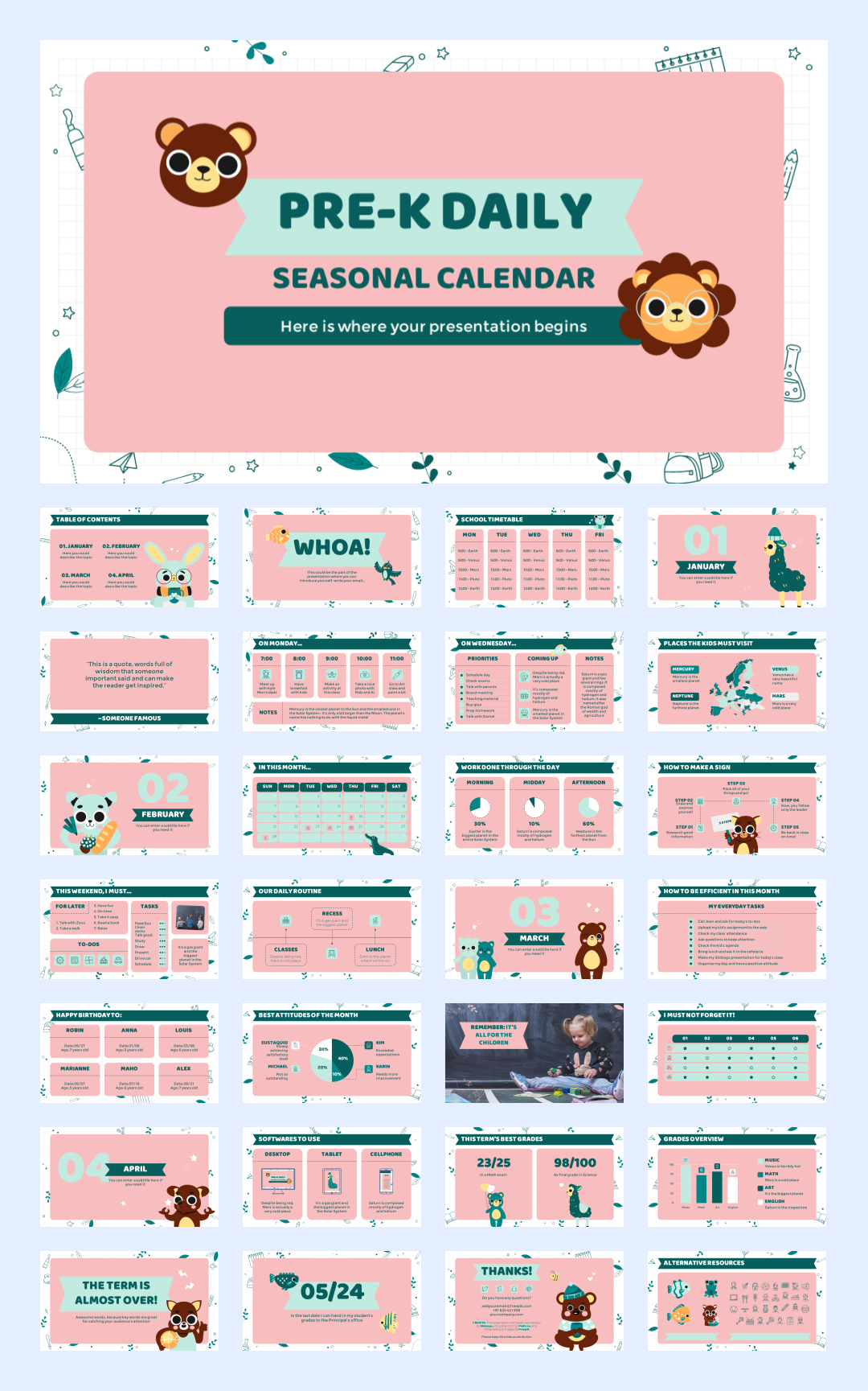 超萌卡通教育PPT模板