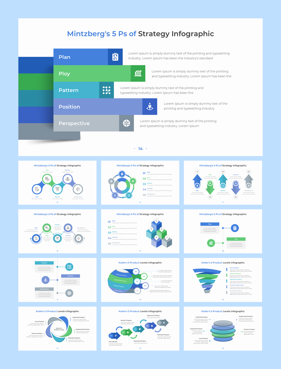 60页超实用五项关键信息图示PPT模板