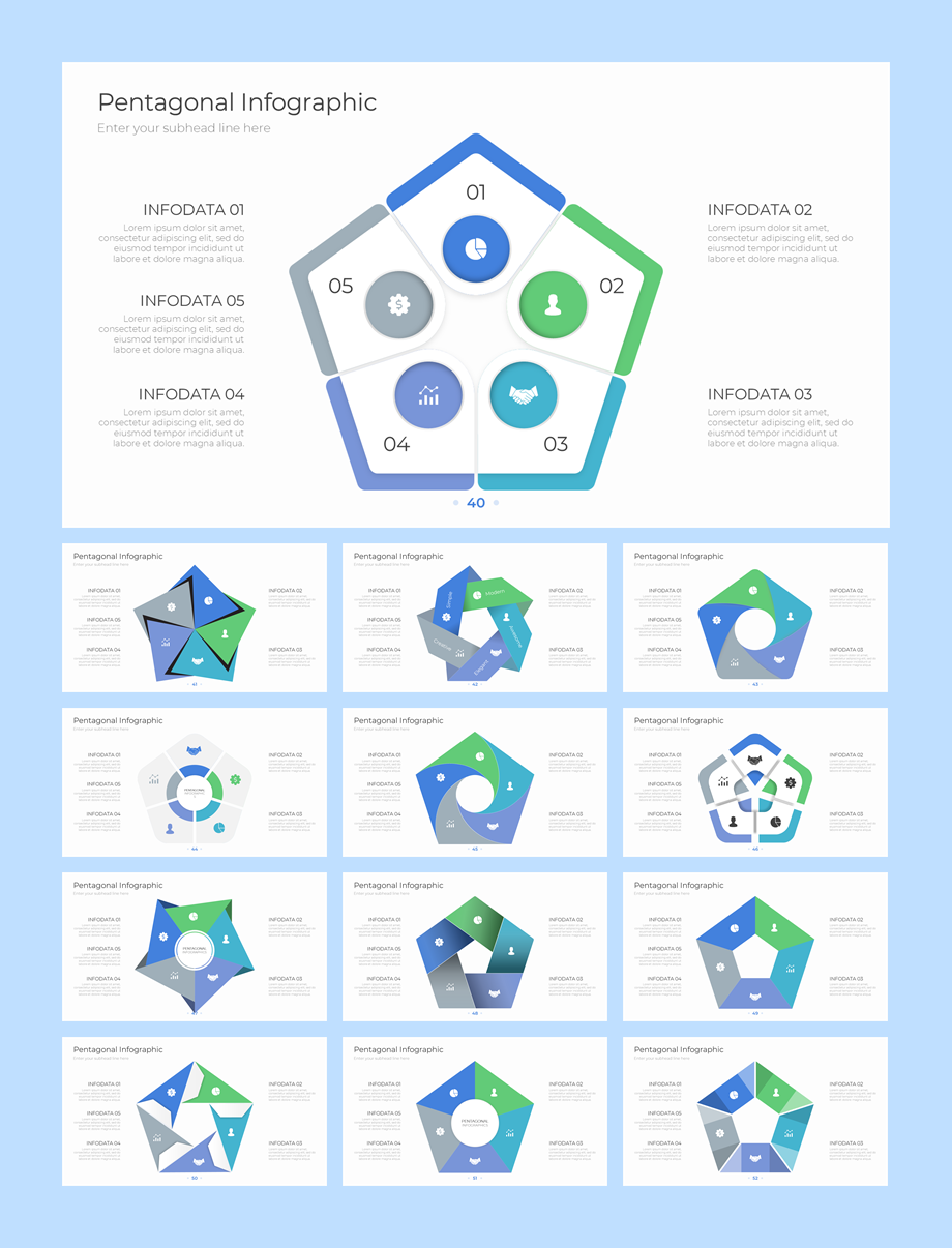 60页超实用五项关键信息图示PPT模板
