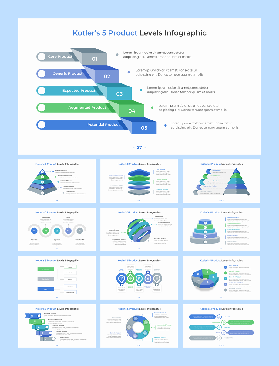 60页超实用五项关键信息图示PPT模板