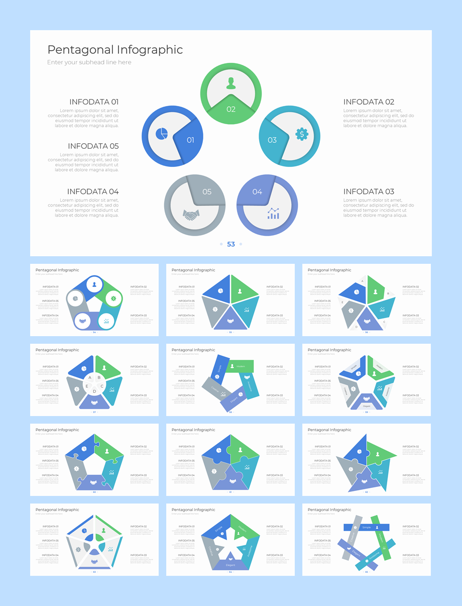 60页超实用五项关键信息图示PPT模板