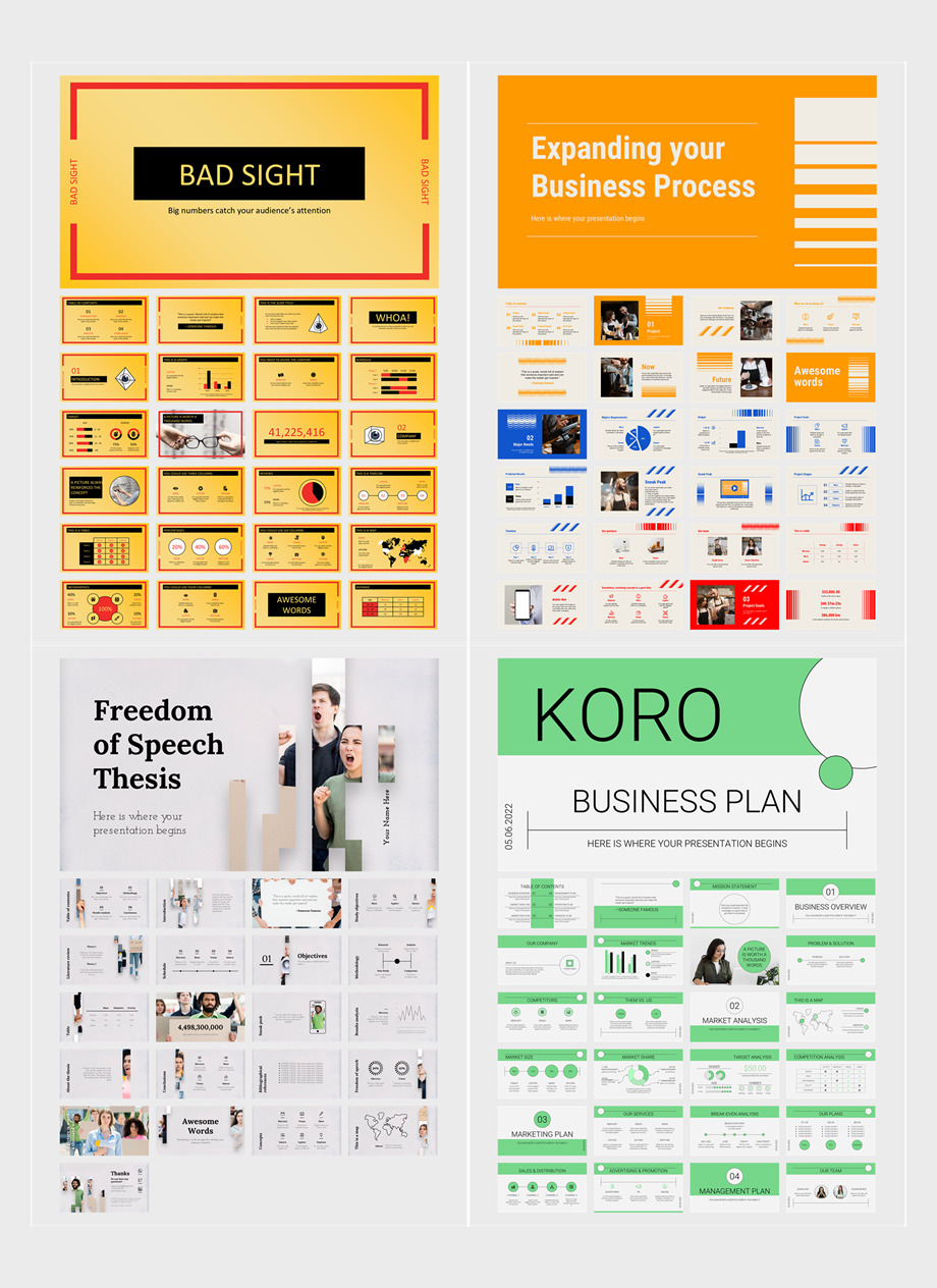 45份扁平商务风PPT模板，一键打包[S60]