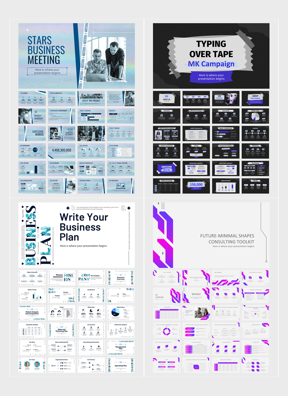 45份扁平商务风PPT模板，一键打包[S60]