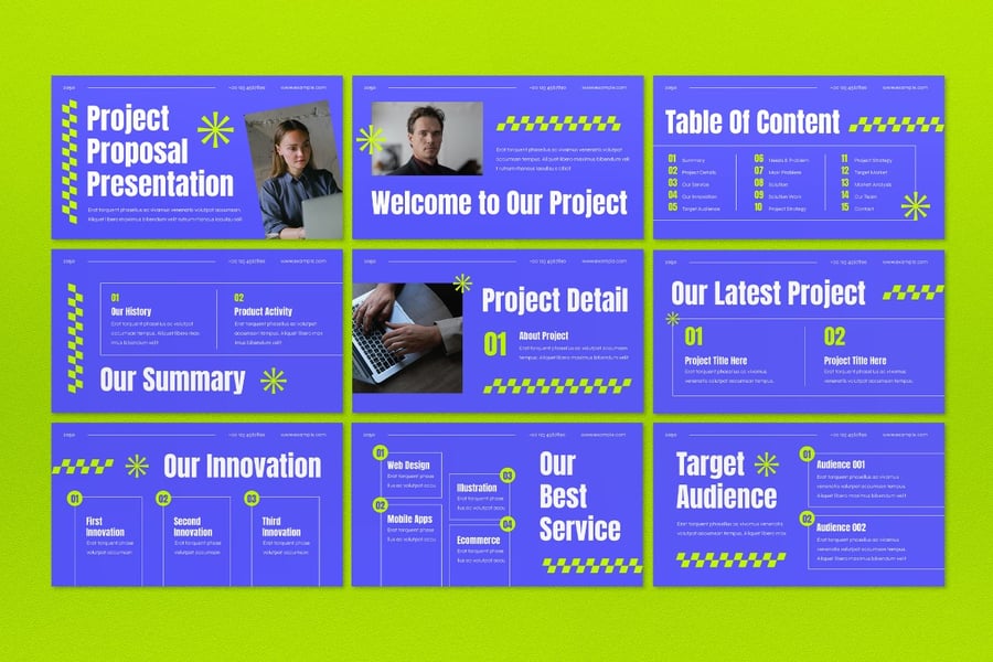 蓝色现代公司项目建议PPT模板 (PPT,PPTX)