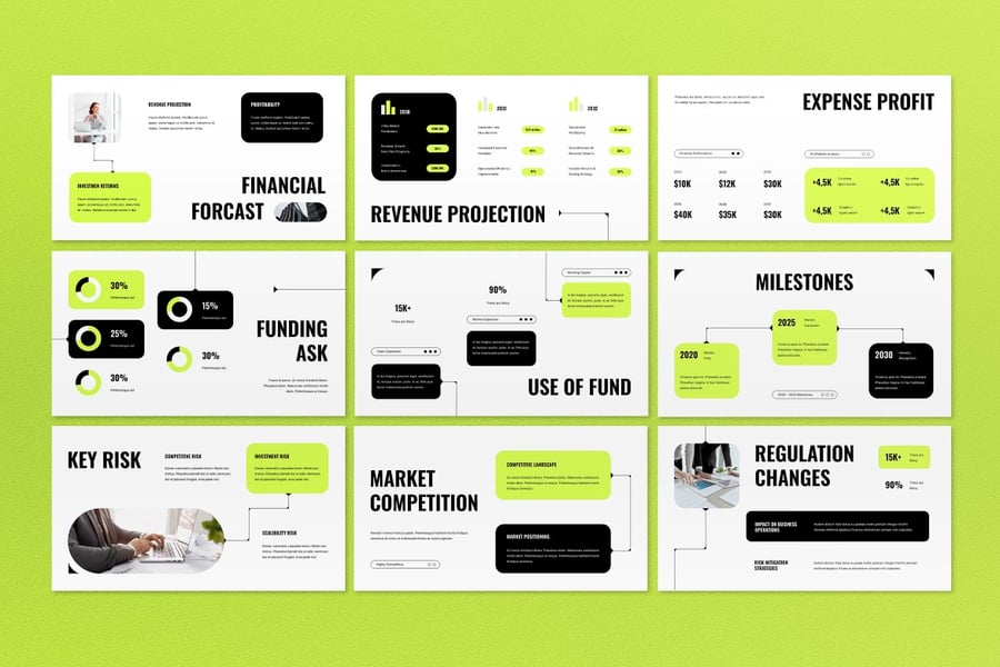 黑色绿色现代PPT模板 (PPT,PPTX)