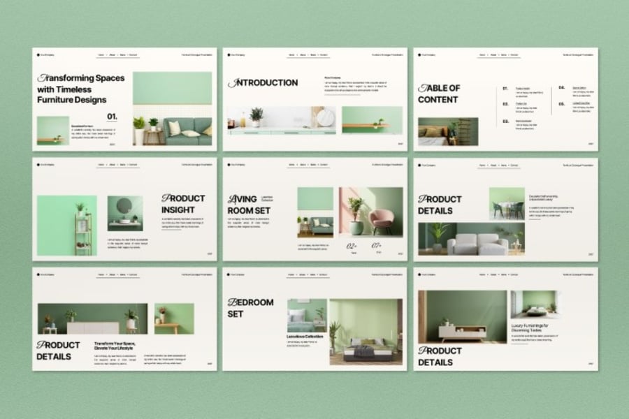 奶油极简家具目录PPT模板 (PPT,PPTX)