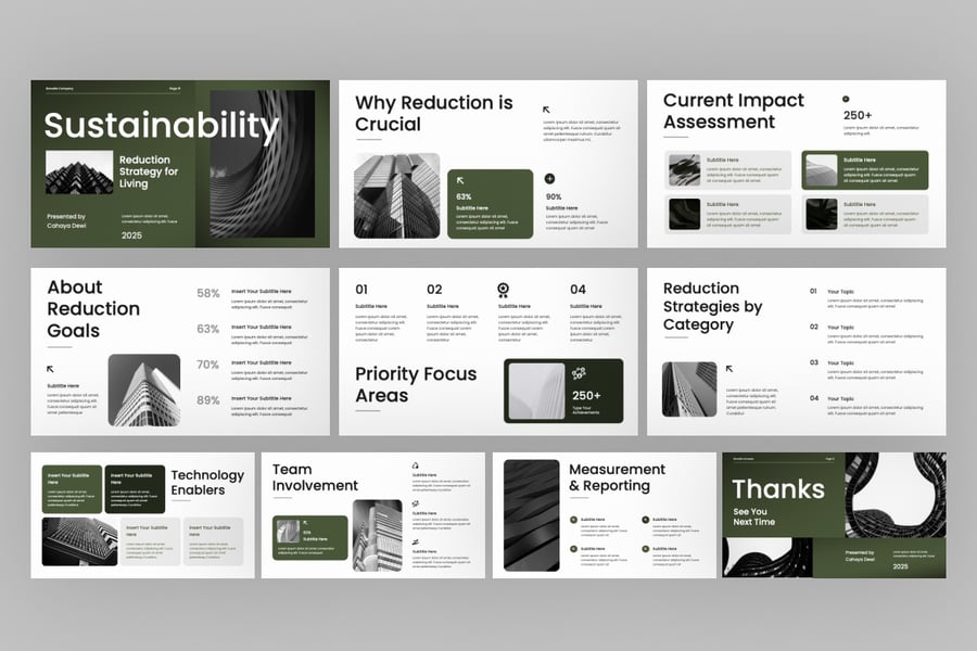 可持续性专业房地产PPT模板 (PPTX)