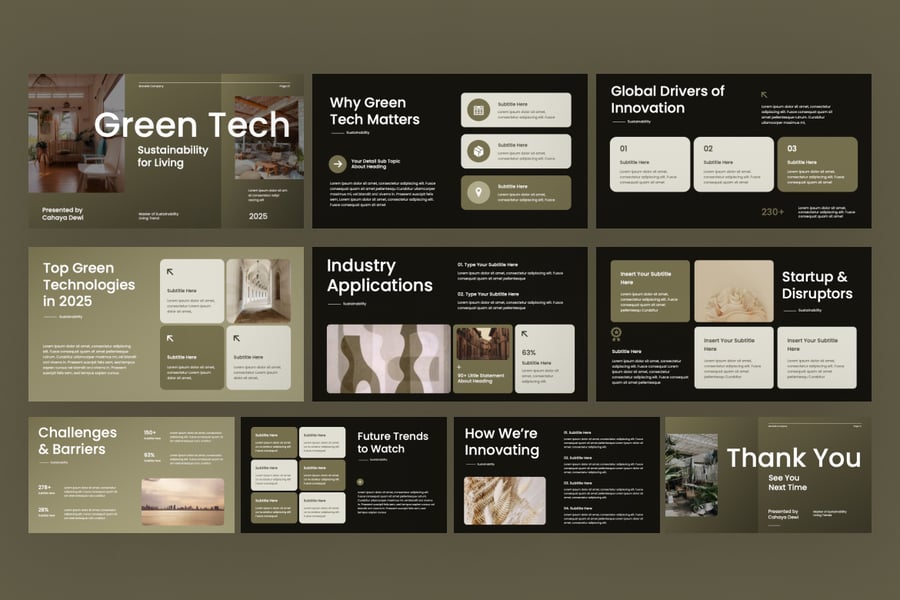 绿色技术专业房地产可持续性PPT模板 (PPTX)