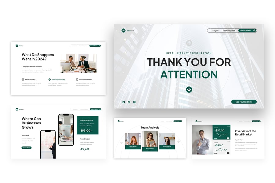 零售市场PPT模板 (PPTX)