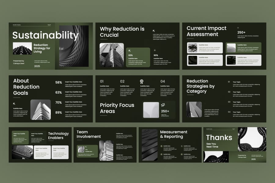 可持续性专业房地产PPT模板 (PPTX)