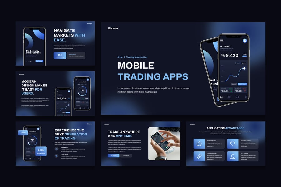 移动贸易应用PPT模板 (PPTX)