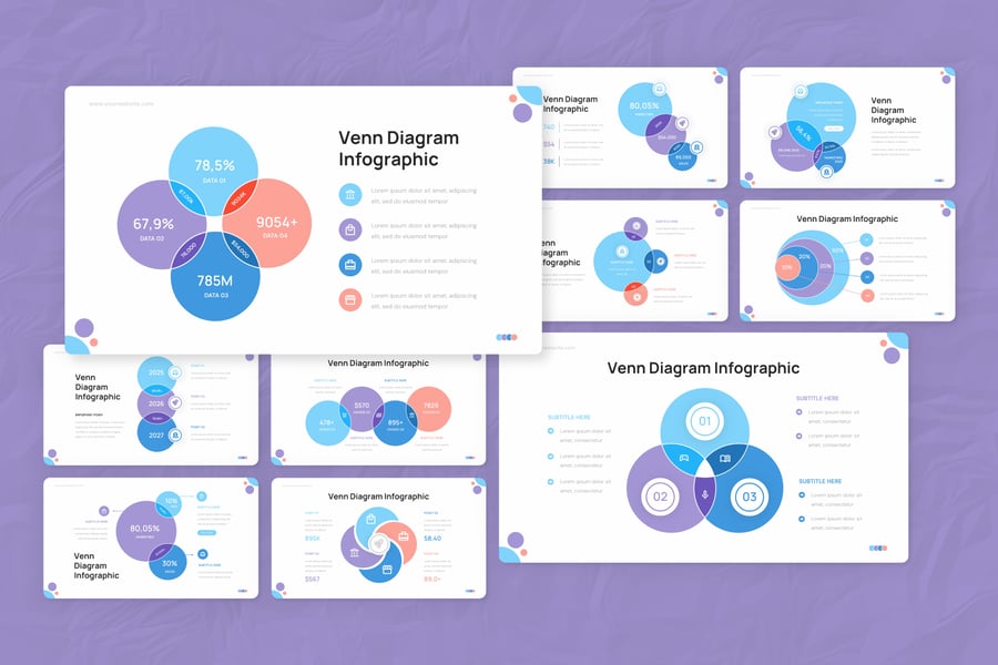 维恩图演示文稿PPT模板 (PPTX,PPT)