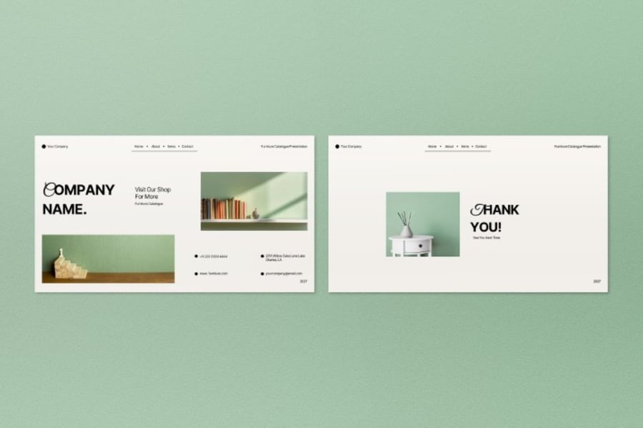 奶油极简家具目录PPT模板 (PPT,PPTX)